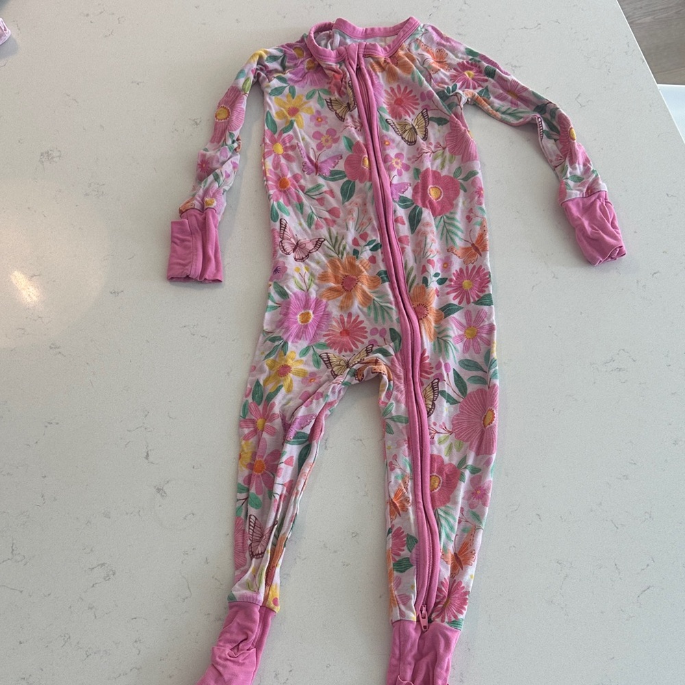 Little Sleepies Pink Floral Kids Footie